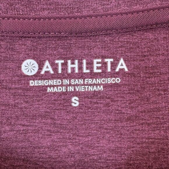 Athleta Womens Activewear Top Small Purple Long Sleeve Thumb Hole Round Neck Gym - Picture 4 of 9